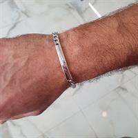 צמיד חוליות עם פלטה לחריטה לגבר זהב לבן איטלקי צהוב 14 קרט