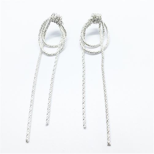 Thick lasso rope earrings silver