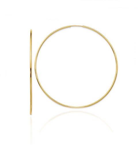 עגילי חישוק 7.7 סמ מזהב אמיתי 14 קאראט