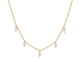 שרשרת תליונים נופלים מזהב ויהלומי טיפה