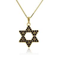 שרשרת ותליון משובץ יהלומים שחורים בזהב 14K