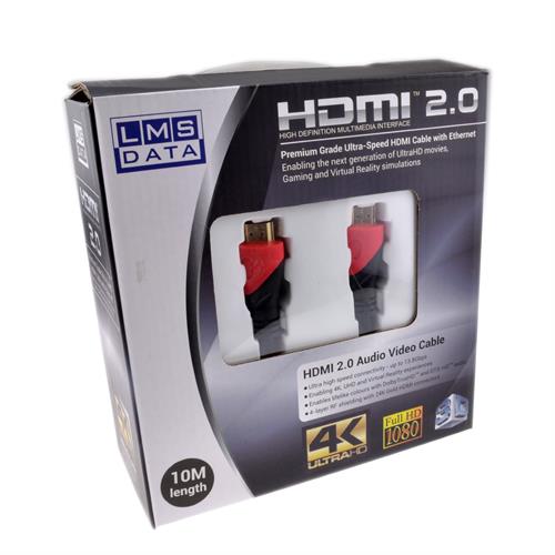 כבל HDMI לחיבור HDMI באורך 10 מטר LMS DATA באריזה