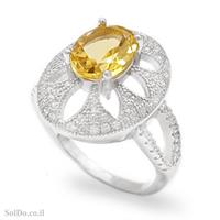 טבעת מכסף משובצת אבן סיטרין וזרקונים RG1647 | תכשיטי כסף 925 | טבעות כסף