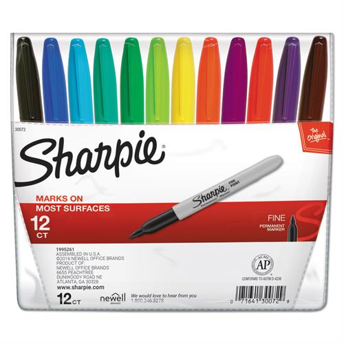 טושי SHARPIE FINE POINT- סט 12 יח'