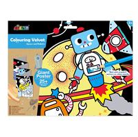 פוסטר קטיפה לצביעה + מדבקות - חלל ורובוטים