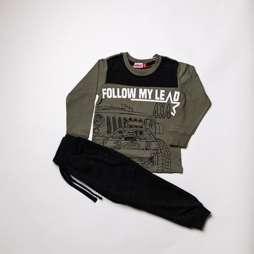 חליפת בנים טריקו 4X4 זית