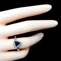 טבעת כסף משובצת אבן זרקון כחולה בצורת משולש וזרקונים קטנים RG5645 | תכשיטי כסף 925 | טבעות כסף
