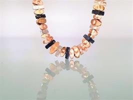 N-12  שרשרת טריפל מכסף, כסף מושחר וגולדפילד 14K