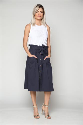 חצאית נשים מעוצבת שילוב כפתורים כחול