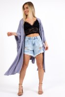 קימונו  סגול/לבן