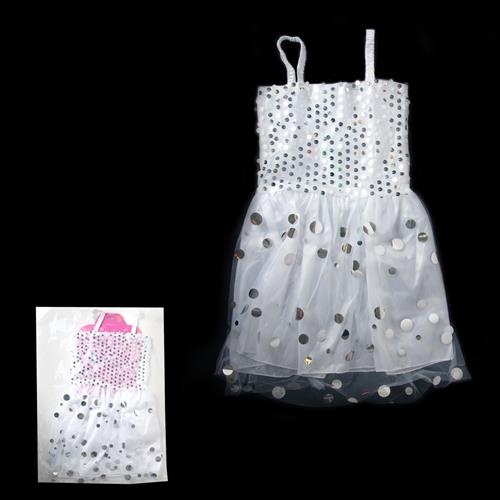 שמלה לבנה עיגולים כסופים