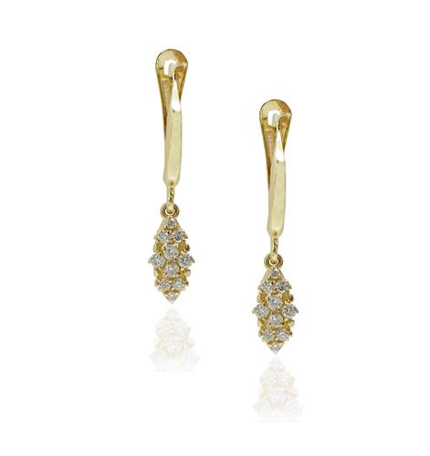 עגילי יהלומים נתלים פתיתי שלג