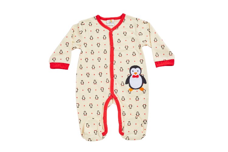 אוברול טריקו ארוך פנגווין צהוב בננה