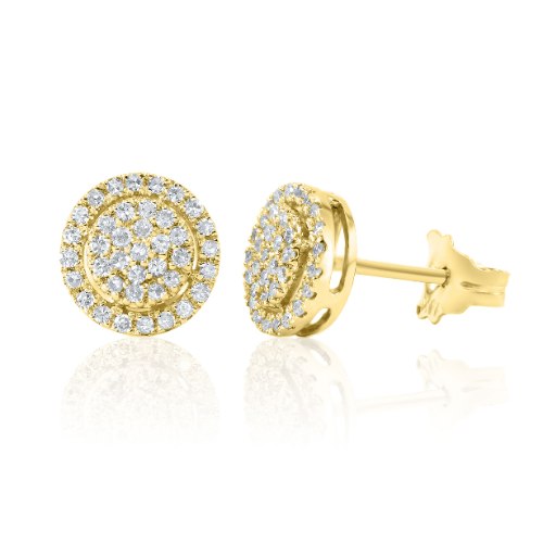 עגילי זהב 14 קראט 0.23 קראט יהלומים 810813 - מחיר מבצע!