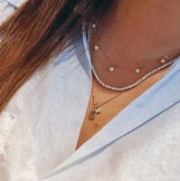 שרשרת זהב עם פנינים ואבן חן רובי