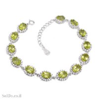 צמיד מכסף משובץ אבני פרידוט ואבני זרקון Z3188 | תכשיטי כסף 925