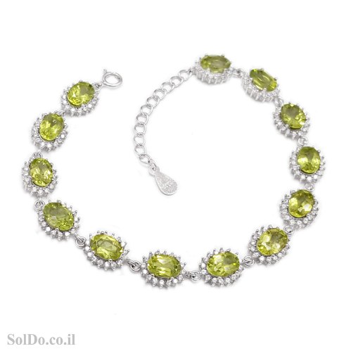 צמיד מכסף משובץ אבני פרידוט ואבני זרקון Z3188 | תכשיטי כסף 925
