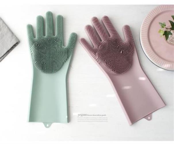 זוג כפפות מסיליקון לשטיפה נוחה של הכלים