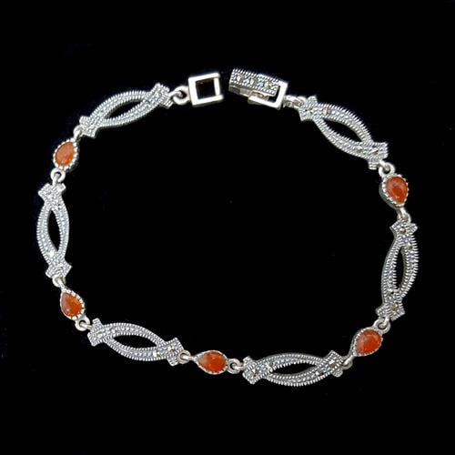 צמיד כסף משובצים מרקזטים ואבני קלנליאן Z2934 | תכשיטי כסף 925 | צמידי כסף