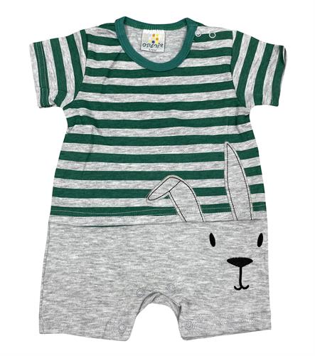 אוברול חצי פסים + ארנב ירוק