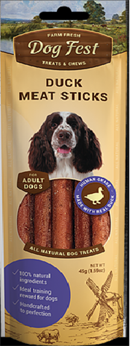 חטיף לכלב דוג פיסט מקלות ברווז 45 גרם