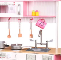 W10C382B - מטבח עץ מודרני גדול ומפואר בצבעי ורוד ולבן, צעצועץ