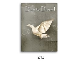 שמיניית תמונות השראה פרפר, פיל, סירה ועגור מקיפולי נייר והמילים חלום, חיים, צחוק ואהבה, דגם 14