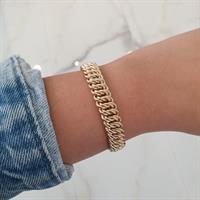 צמיד זהב חוליות  לאישה 1 סמ רוחב