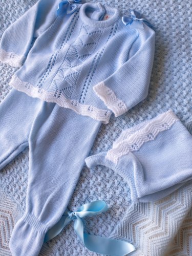 סט סרוג לניובורן אמור -  תכלת