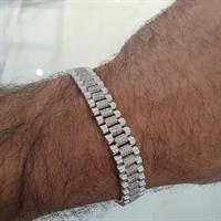 צמיד יהלומים לגבר - צמיד חוליות לגבר בזהב משובץ יהלומים