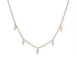 שרשרת תליונים נופלים מזהב ויהלומי טיפה