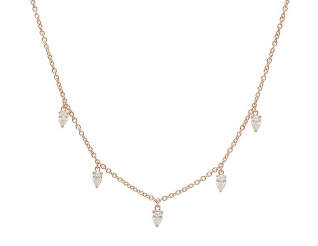 שרשרת תליונים נופלים מזהב ויהלומי טיפה