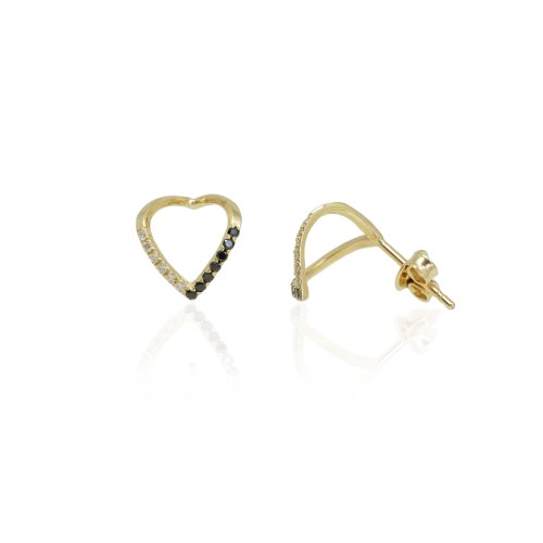 עגילי יהלומים צמודים משולש