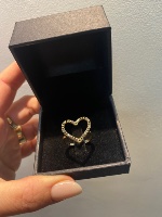 טבעת לב זהב 14k יהלומים שחורים