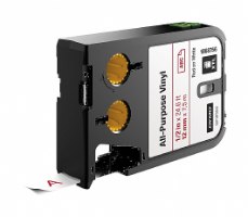 סרט סימון ויניל אדום על רקע לבן Dymo 1868756 XTL All-Purpose Vinyl 12mmX7m