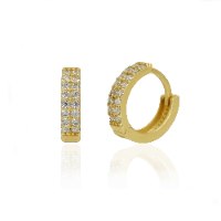 עגילי חישוק 1.5 סמ קטנים מזהב משובצים זרקונים 