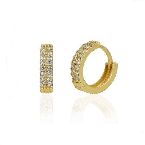 עגילי חישוק 1.5 סמ קטנים מזהב משובצים זרקונים 