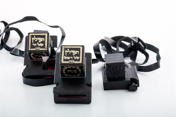 ערכת תפילין כשרות כולל רצועות עבות מכסים