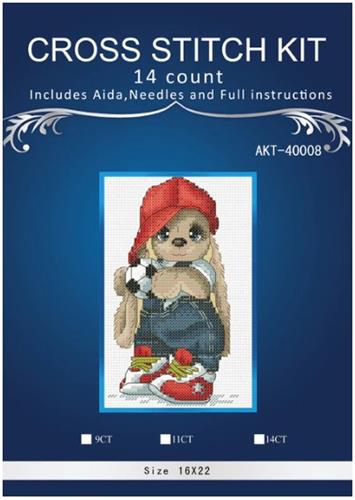 ערכת ריקמה איקסים - ארנבון כדורגל 16X22 ס"מ