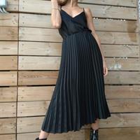 גופיית ספגטי סאטן משי - שחור