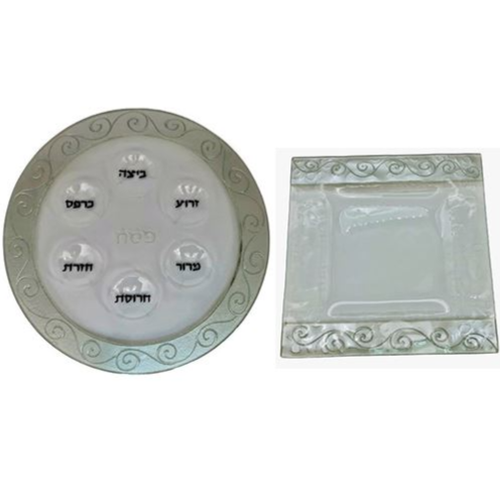 סט צלחת פסח וצלחת מצה תואם דגם ספרילה