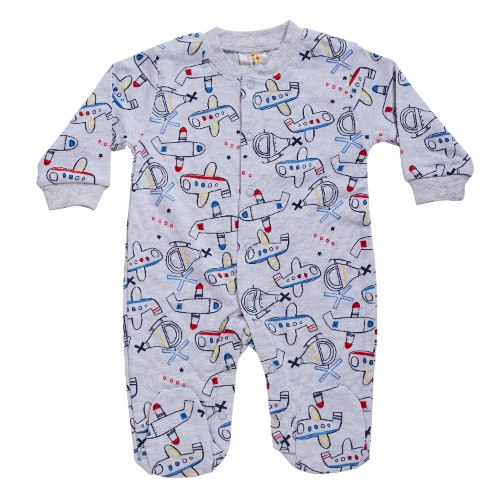 אוברול טריקו ארוך מטוסים אפור מלאנג'