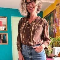 חולצה מכופתרת קווים ועיגולים XL