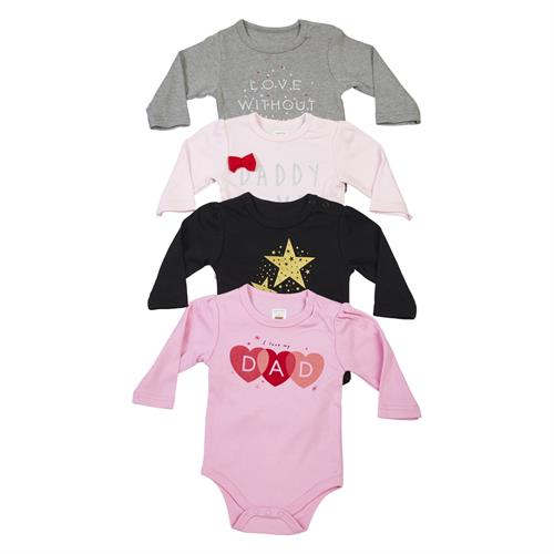 סט 4 בגדי גוף אפור מלאנג אפרסק שחור וורד