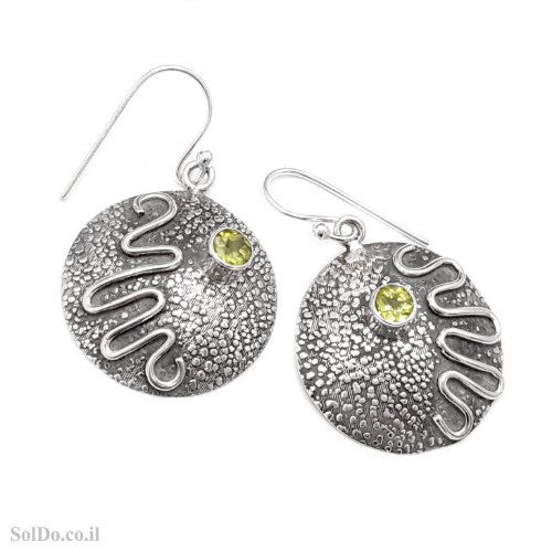 עגילים מכסף מעוצבים בשילוב אבני פרידוט  A8869 | תכשיטי כסף | עגילי כסף