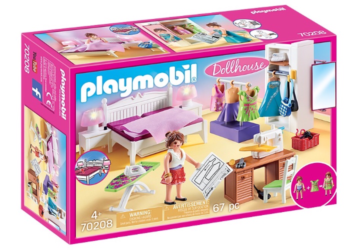 70208 בית בובות חדר שינה הורים ופינת תפירה