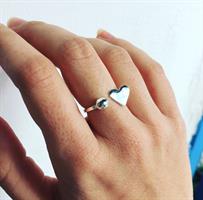 טבעת לב נקודה כסף