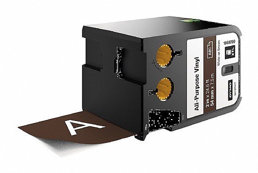 סרט סימון ויניל לבן על רקע חום Dymo 1868790 XTL All-Purpose Vinyl 54mmX7m