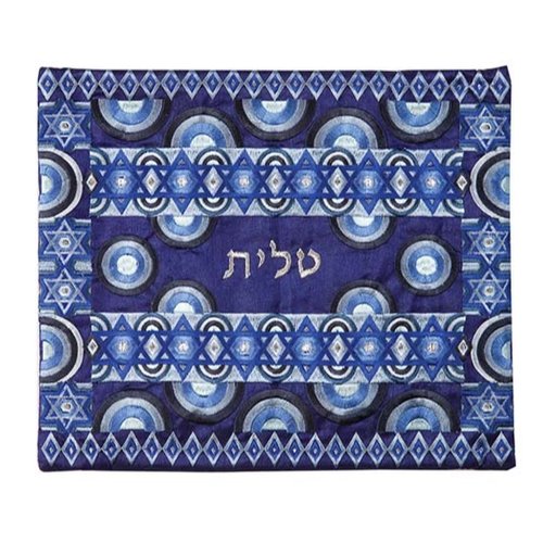 כיסוי לטלית רקמה מלאה צבע כחול