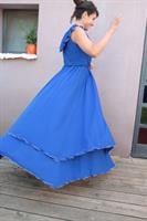 שמלת ערב סבנטיז מקסי כחול רויאל מידה M